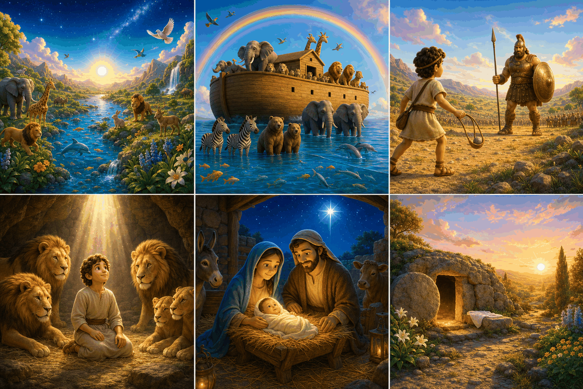 The Bible scenes hidden on the matching cards
